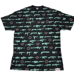 Diamond x Rogue Status T-Shirt Men's XL Gun Show Black Tiffany Blue Green Skate
